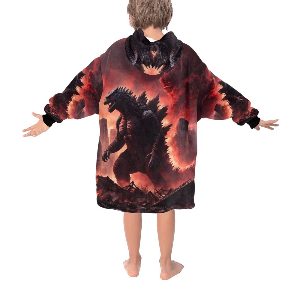 god zilla Gojira Kaiju Blanket Hoodie Comics Retro Cartoon
