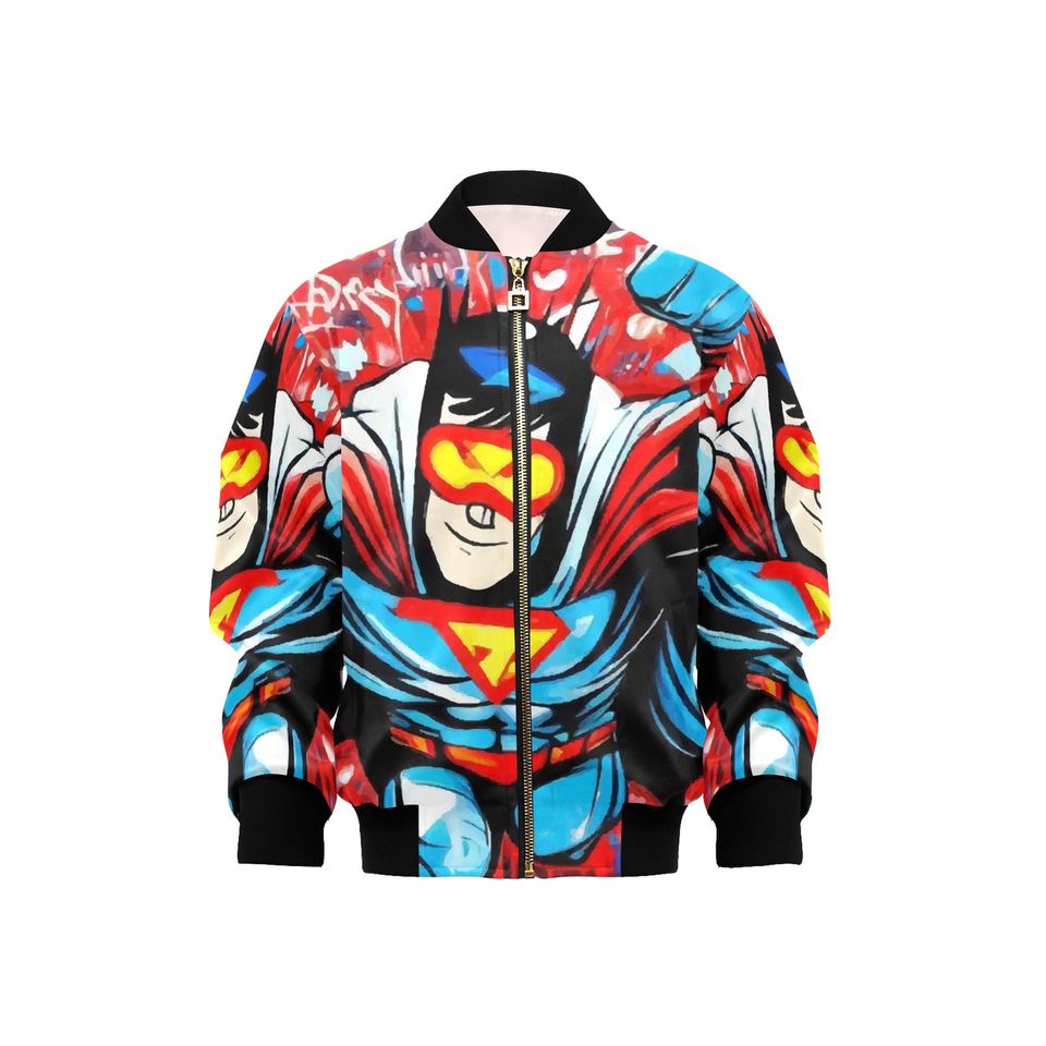 Bomber Jacket with Pockets Superhero Graffiti Art Hero