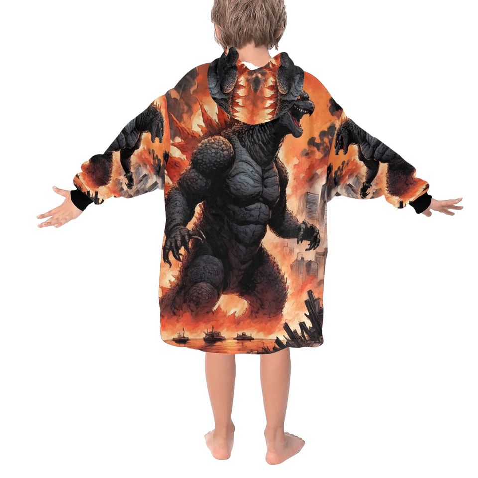 god zilla Hoodie Blanket Retro Cartoon Gojira Kaiju Comics