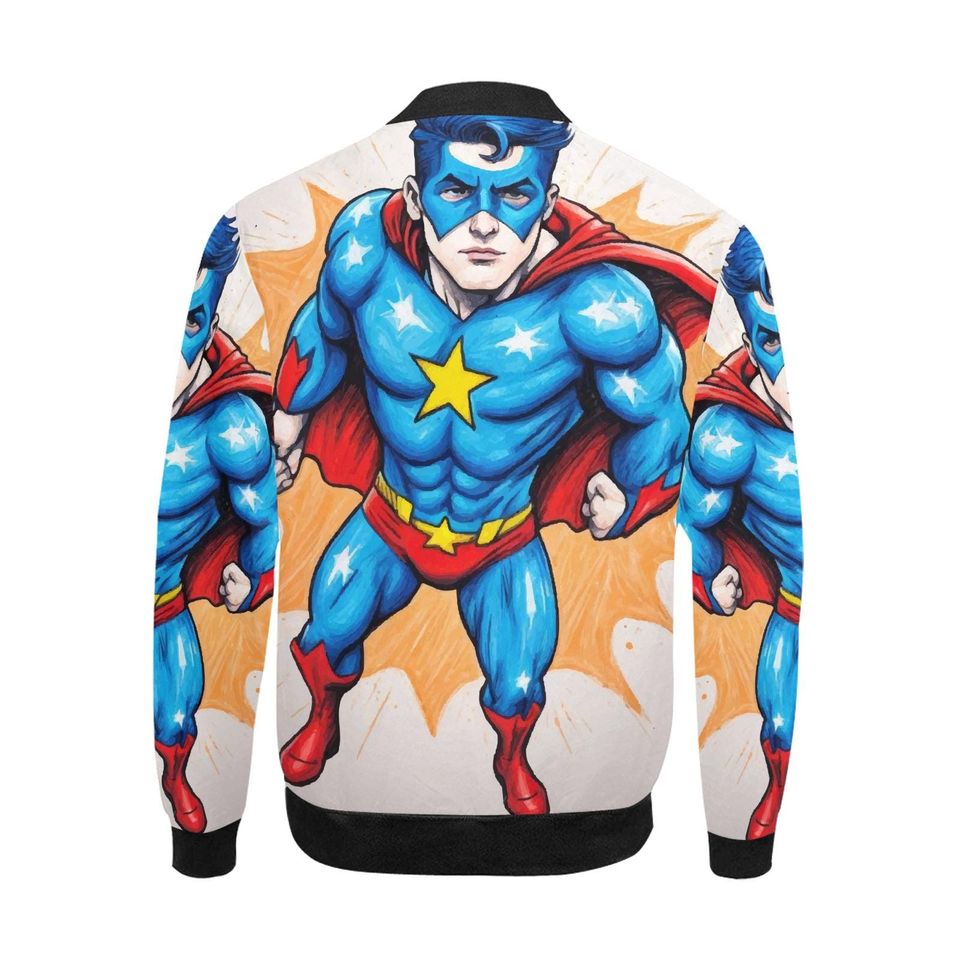 Bomber Jacket Retro Art Cartoon Jacket Comics Supe Hero Superhero Cartoon Vintage