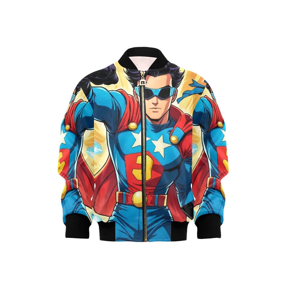 Bomber Jacket with Pockets Superhero Graffiti Superhero Retro Art Cartoon
