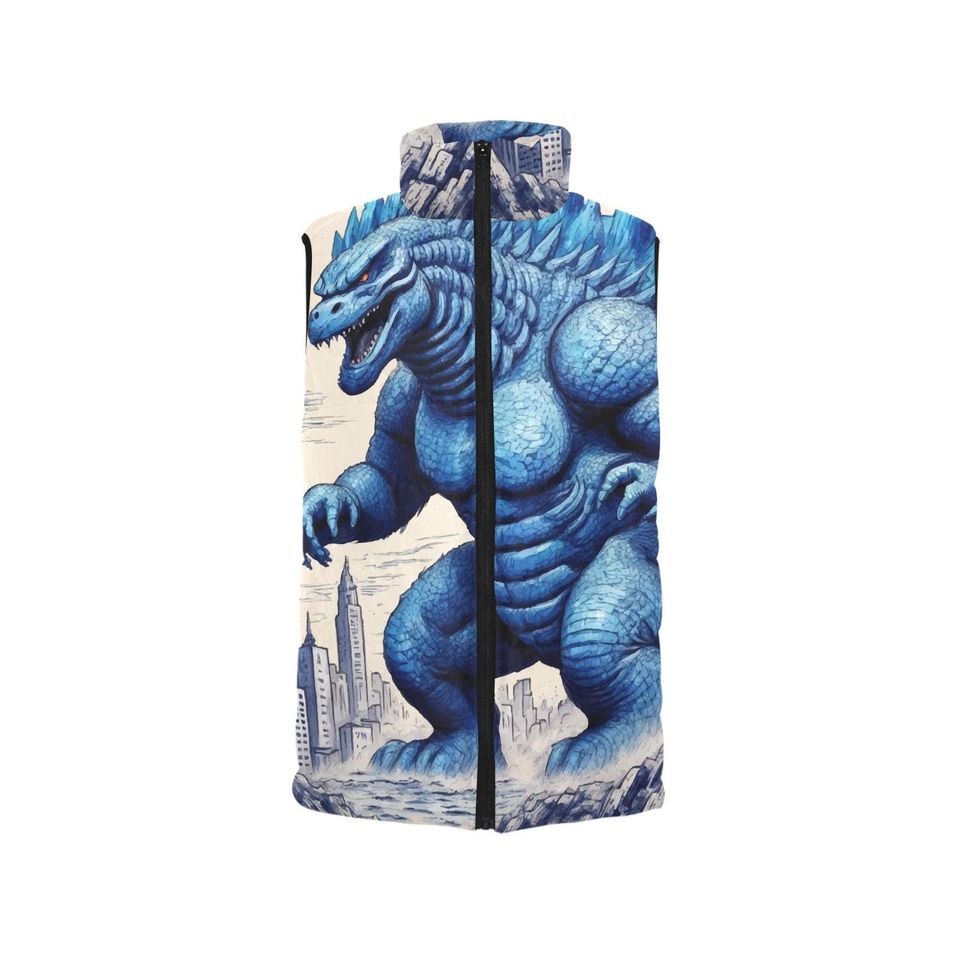 god zilla Gojira Kaiju Crayon Art Cartoon Comics Sleeveless Jacket