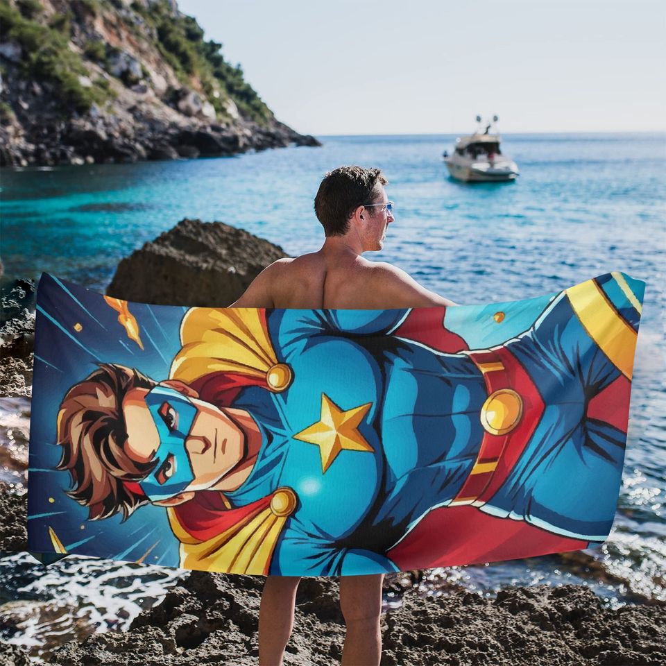 Beach towel Seper Hero Retro Comics Cartoon Superhero