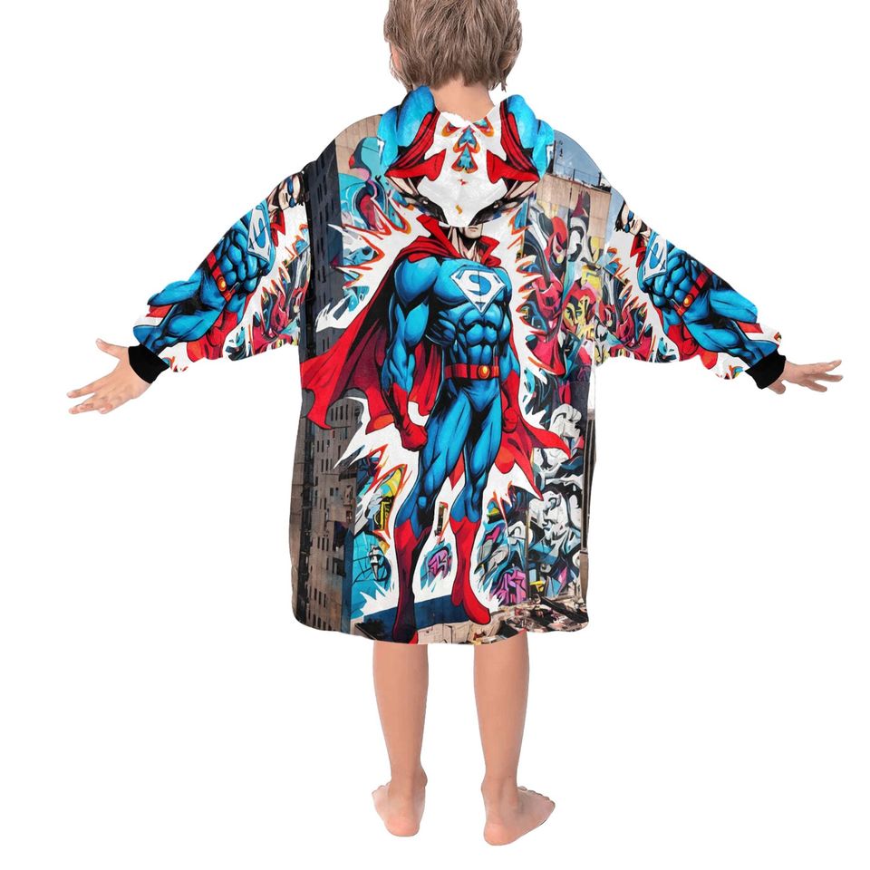 Blanket Hoodie Cartoon Art Retro Superhero Hero Comics