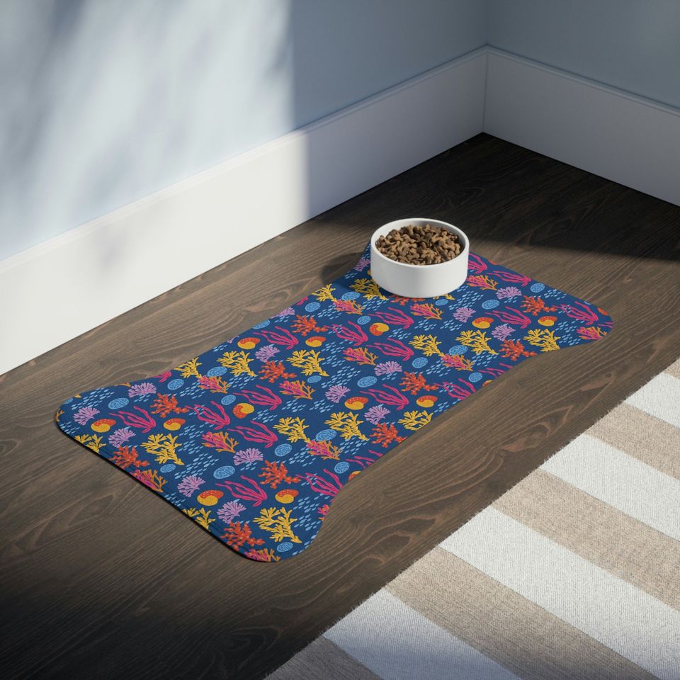 Coral Reef Print Pet Bowls Mats