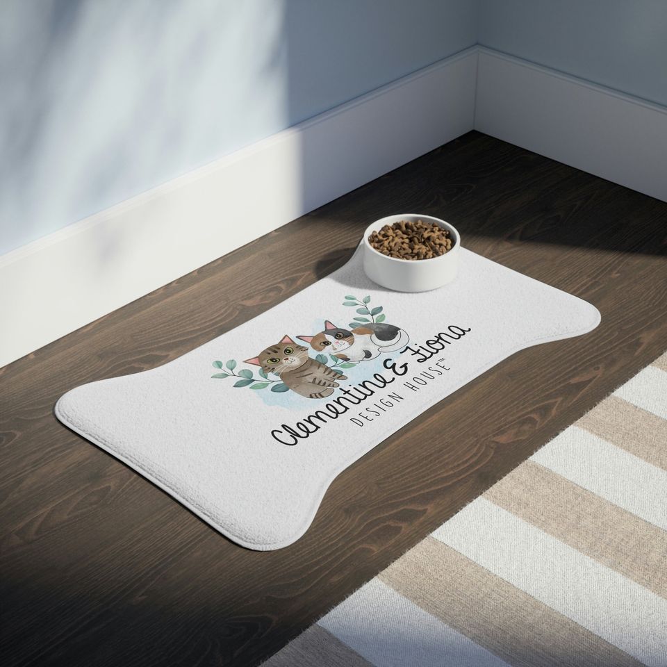 Clementine & Fiona Official Logo Cat PrintPet Bowls Mats