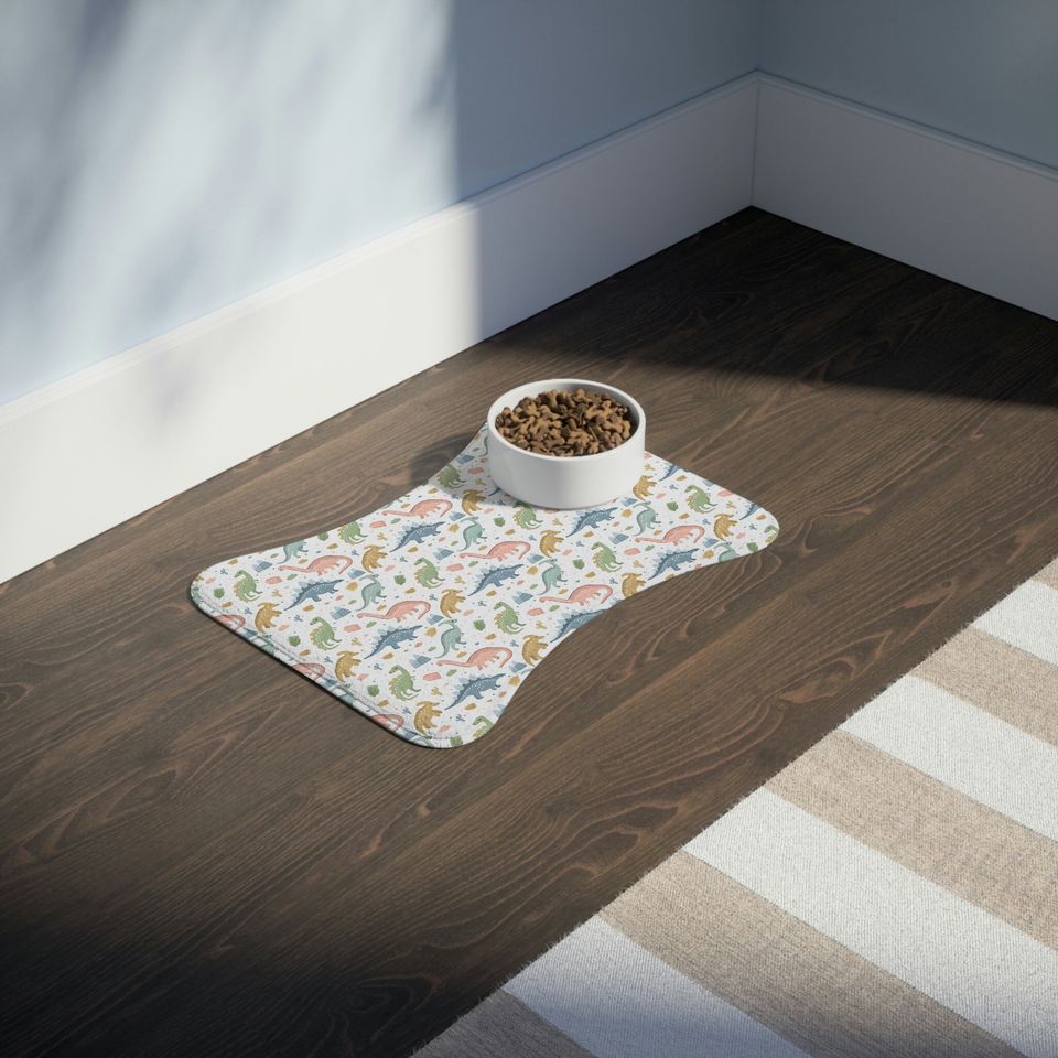 Dinosaur Print Pet Bowls Mats