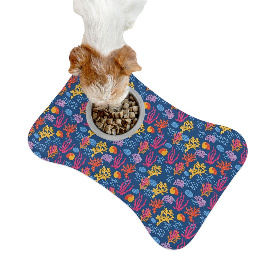 Coral Reef Print Pet Bowls Mats