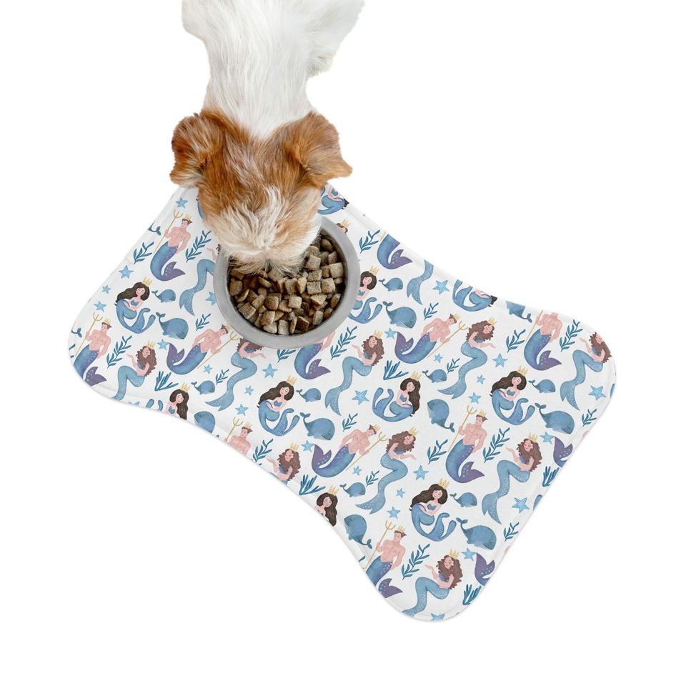 Watercolor Mermaids Print Pet Bowls Mats