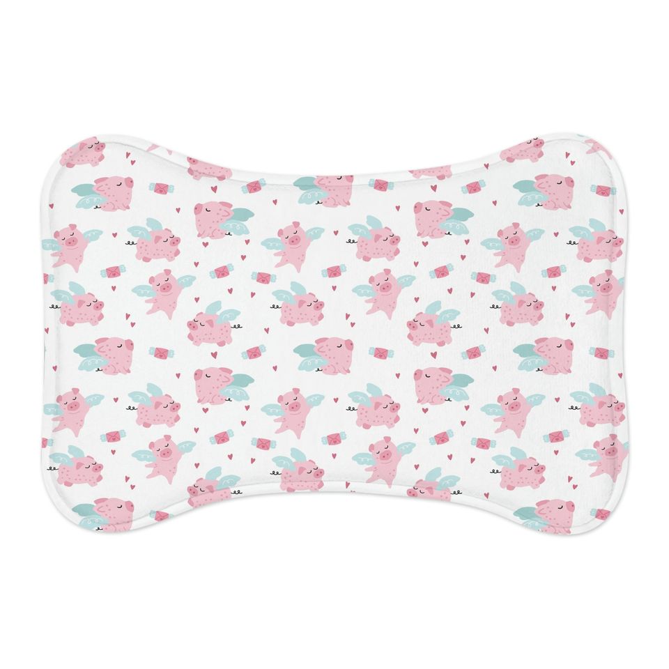 When Pigs Fly Pig Print Pet Bowls Mats