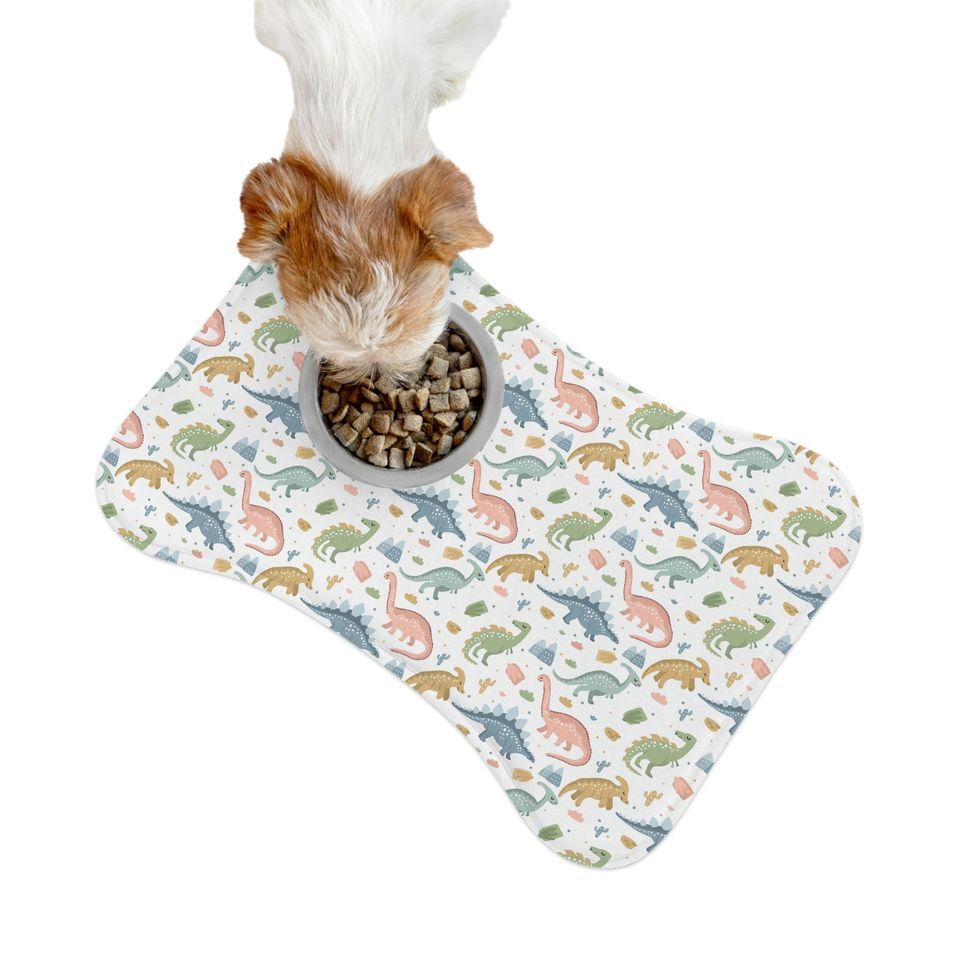 Dinosaur Print Pet Bowls Mats