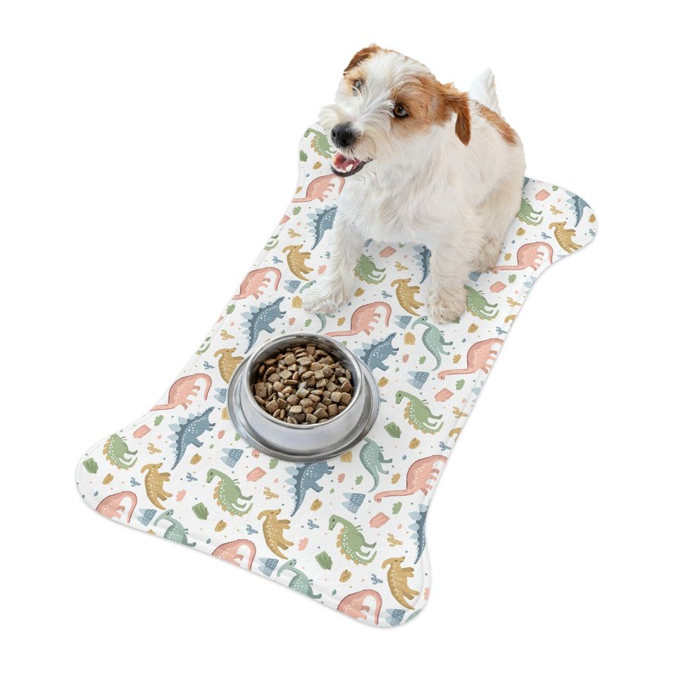 Dinosaur Print Pet Bowls Mats