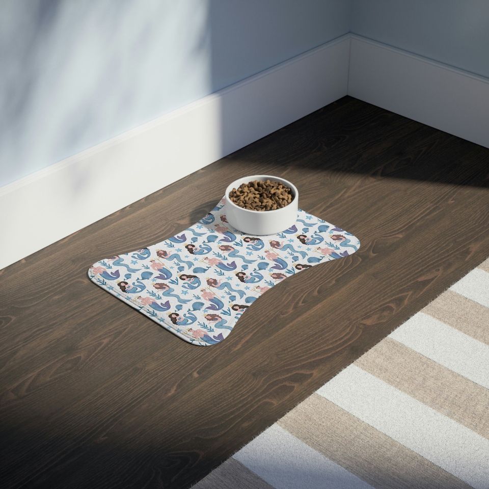 Watercolor Mermaids Print Pet Bowls Mats
