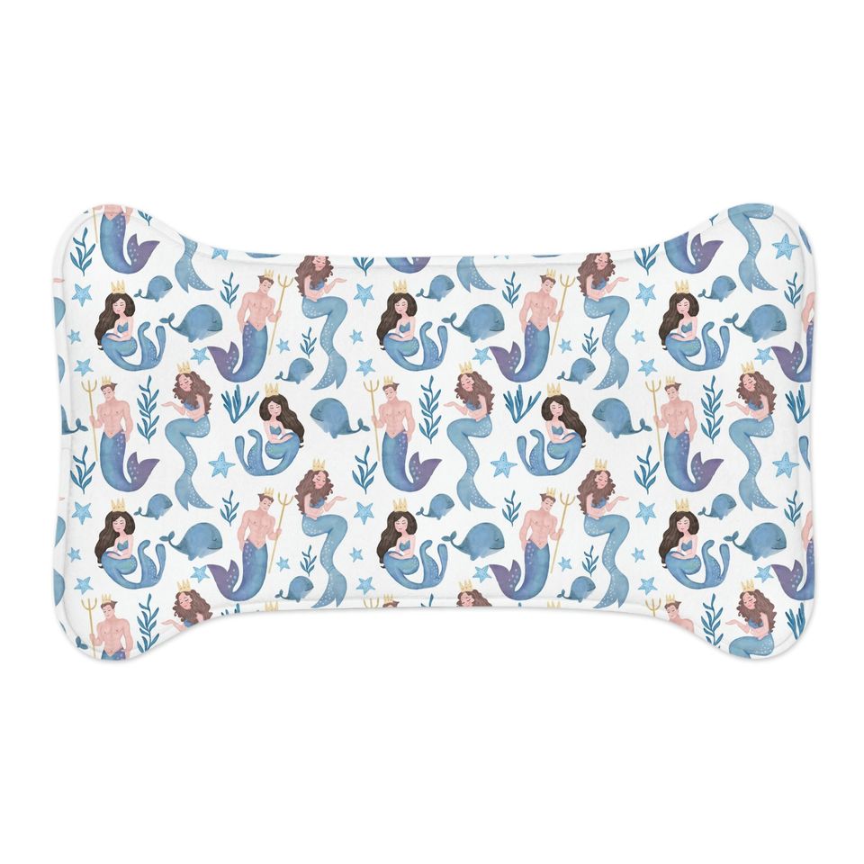 Watercolor Mermaids Print Pet Bowls Mats