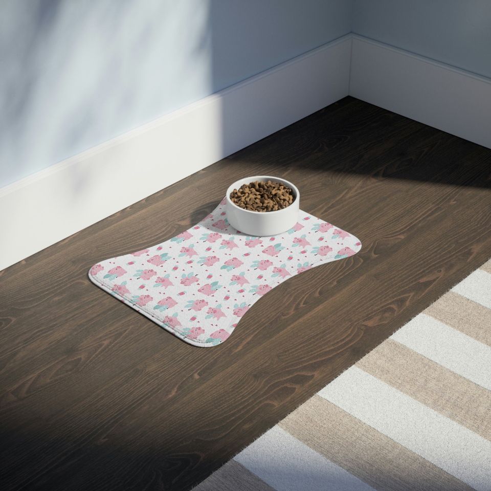 When Pigs Fly Pig Print Pet Bowls Mats
