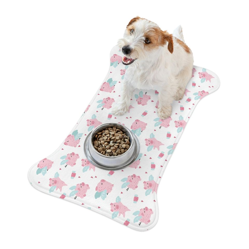 When Pigs Fly Pig Print Pet Bowls Mats
