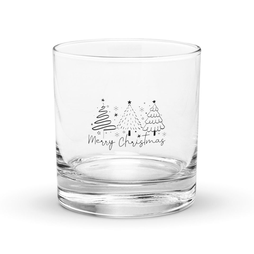 Merry Christmas Rocks Glass