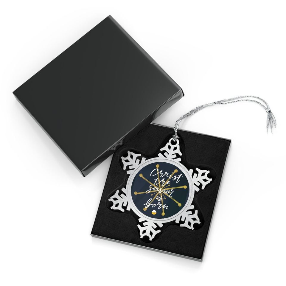 Pewter Snowflake Ornament: Religious Christmas Tree Decoration