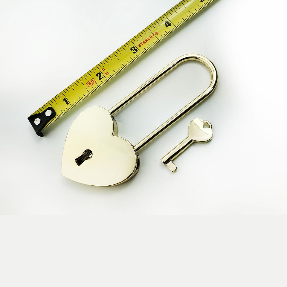 Custom Engraved Gold Heart Love Lock, Padlock Gift for Couples