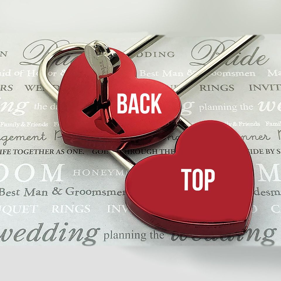 Red Heart Love Lock Engraved, Personalized Romantic Padlock Gift