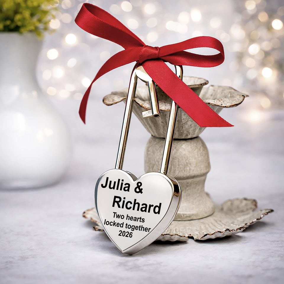 Personalized Silver Love Lock, Engraved Padlock for Paris Bridge Keepsake
