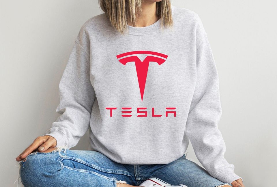 Tesla Sweatshirt, Tesla Sweatshirt, Tesla Logo Sweatshirt