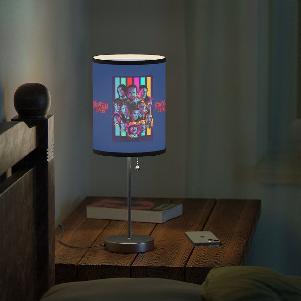 STRANGER THINGS - Lamp on Stand, All Cast, Poster Painted Style Art, Desk Lamp