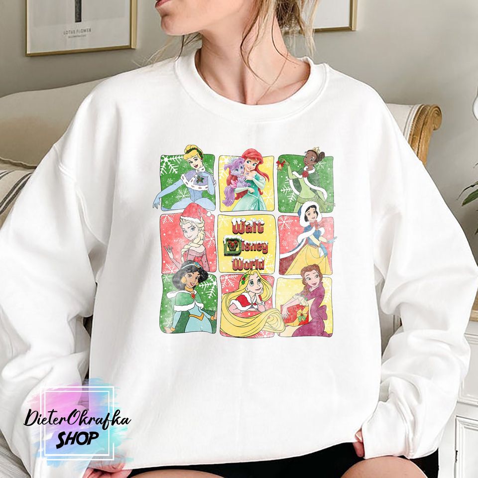Disney Princess Christmas Sweatshirt, Retro Princess Sweatshirt