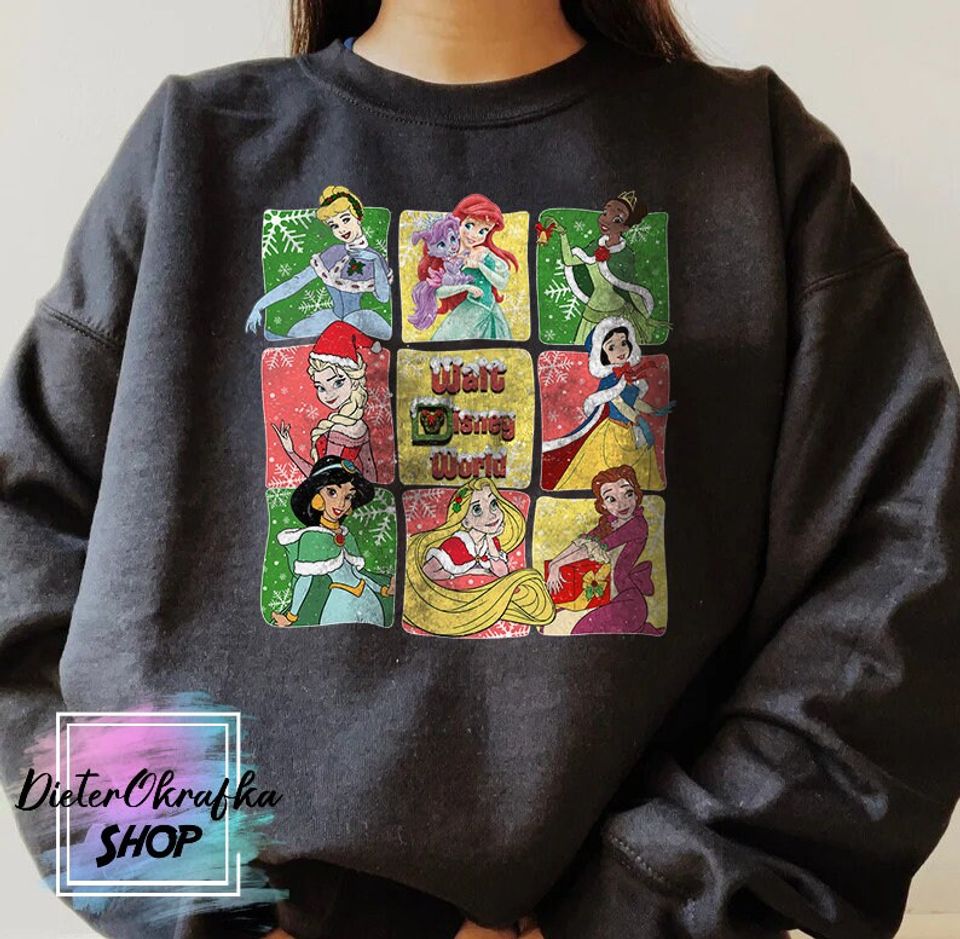 Disney Princess Christmas Sweatshirt, Retro Princess Sweatshirt