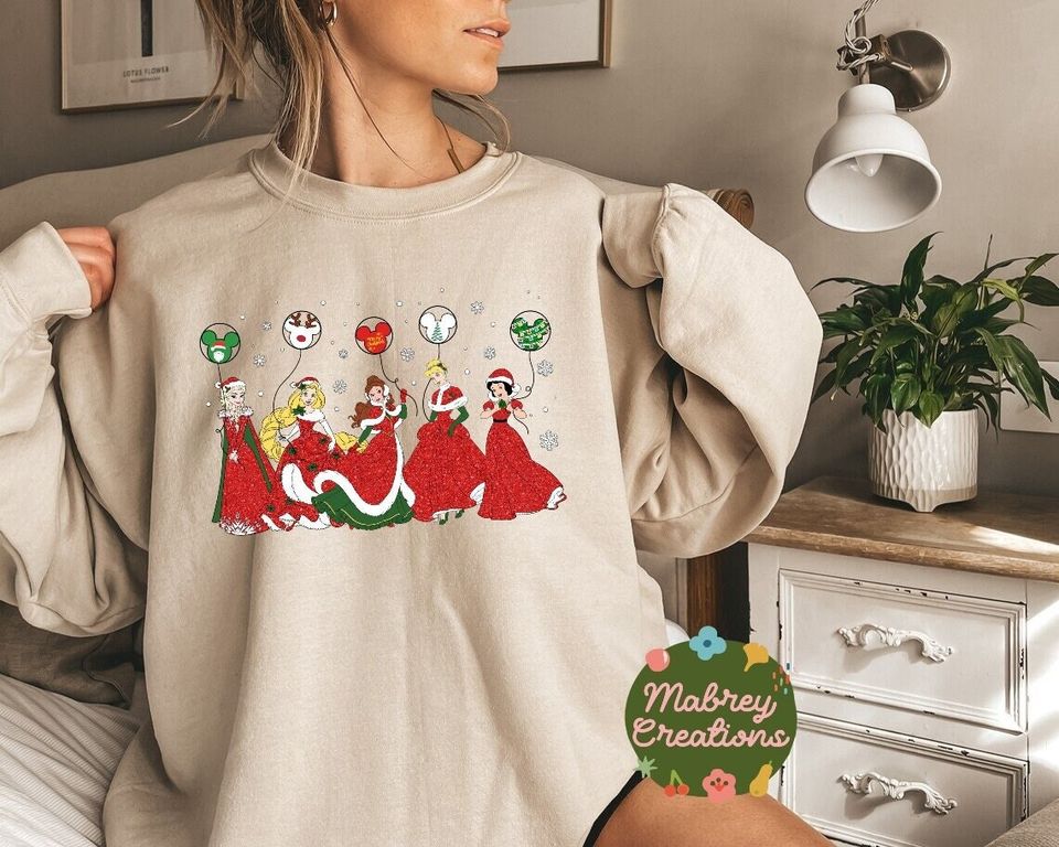 Princess Christmas Sweatshirt, Disney Princess Christmas Sweatshirt
