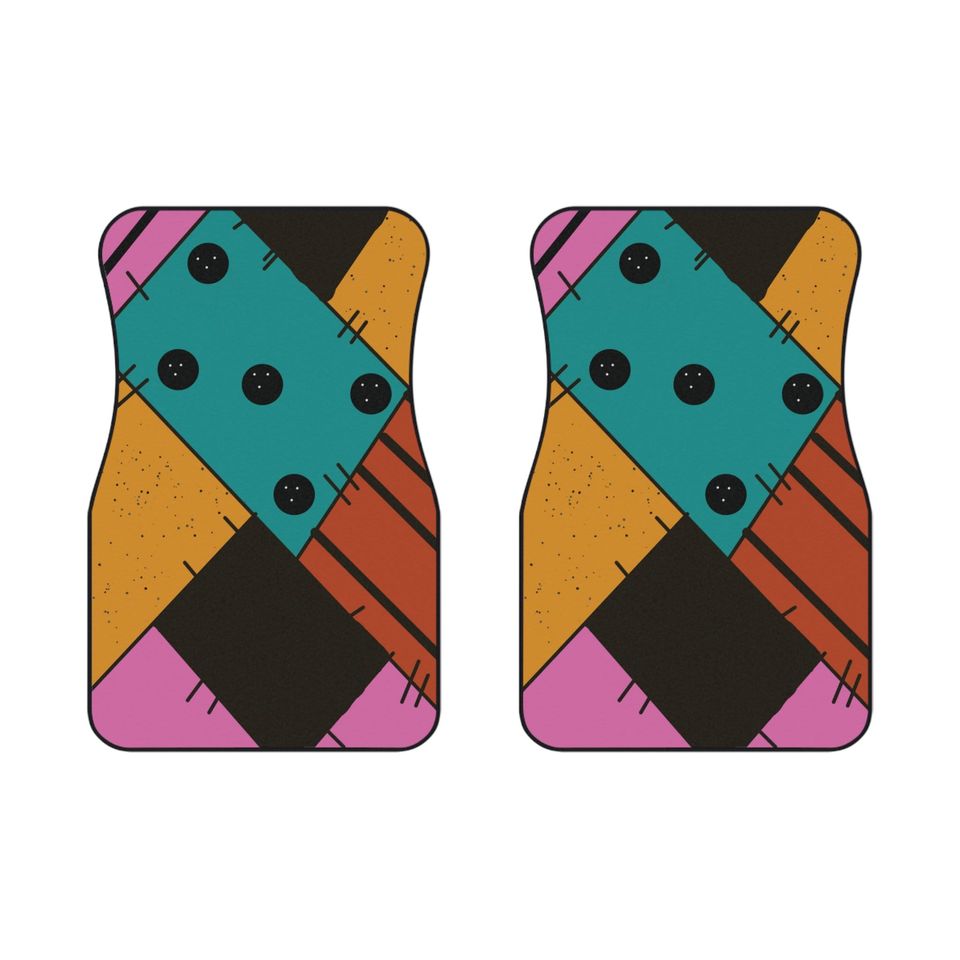 Patchwork fall theme front car mats 2pc