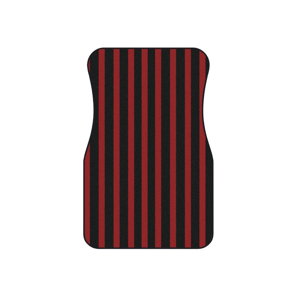 Red and black striped front car mats 2pc