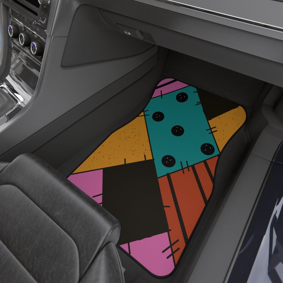 Patchwork fall theme front car mats 2pc