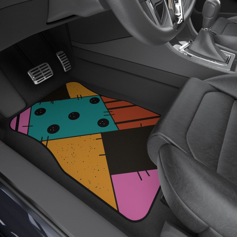 Patchwork fall theme front car mats 2pc