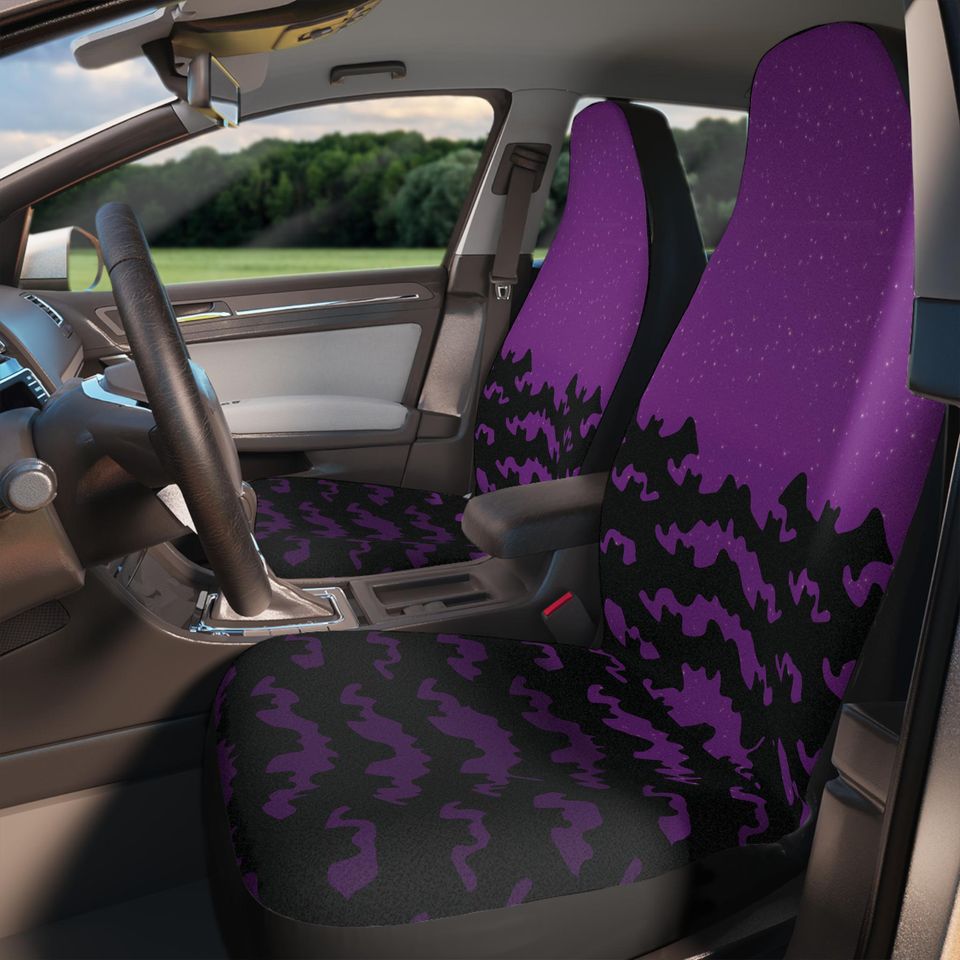 Purple bats car seat cover set