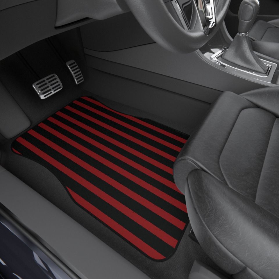 Red and black striped front car mats 2pc