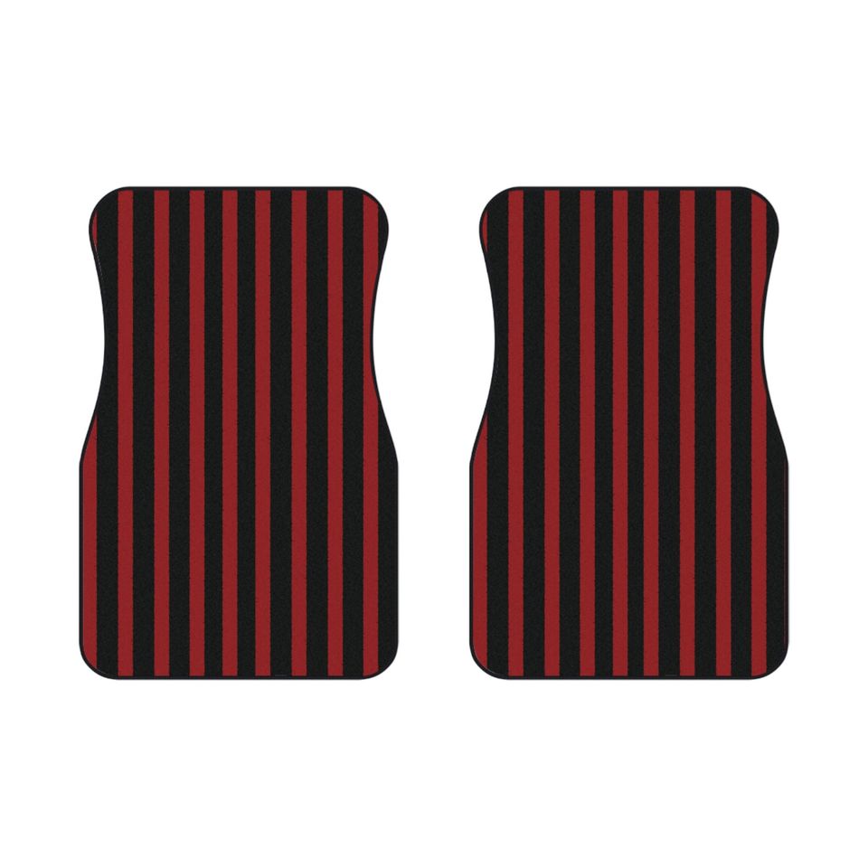 Red and black striped front car mats 2pc