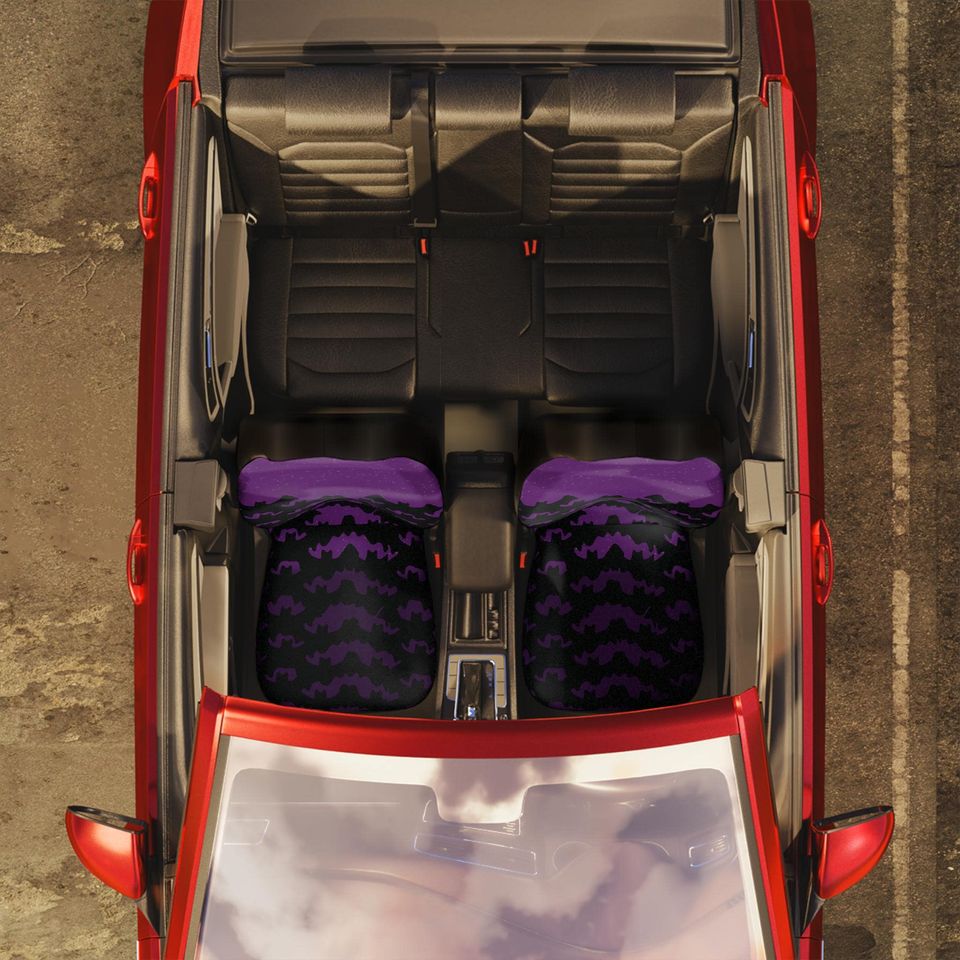 Purple bats car seat cover set