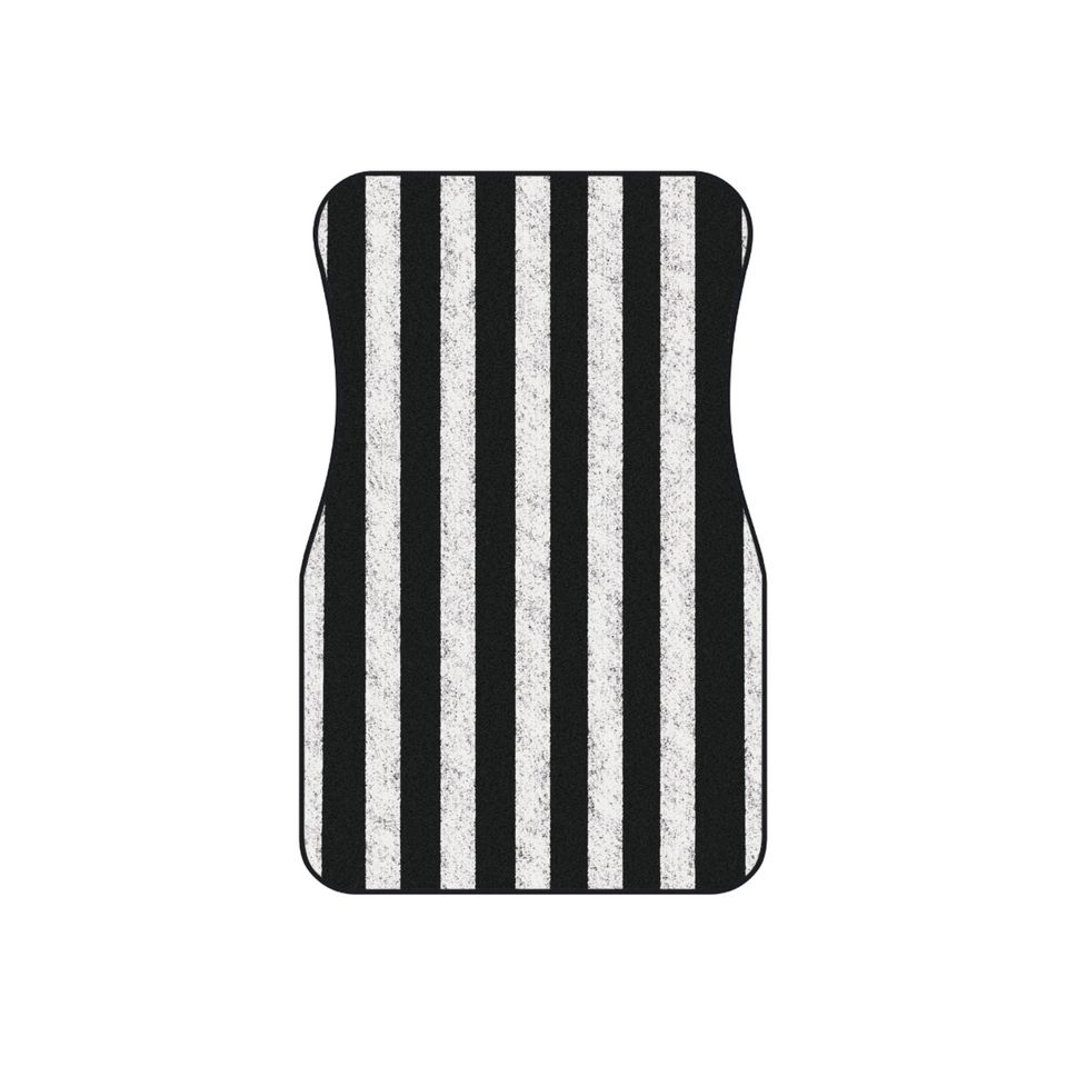White and black striped car mats (2x Front)