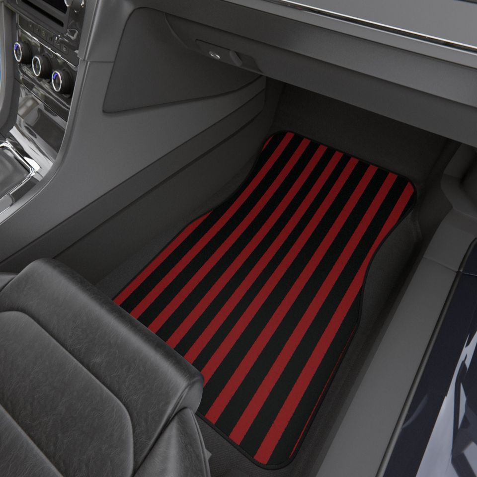 Red and black striped front car mats 2pc