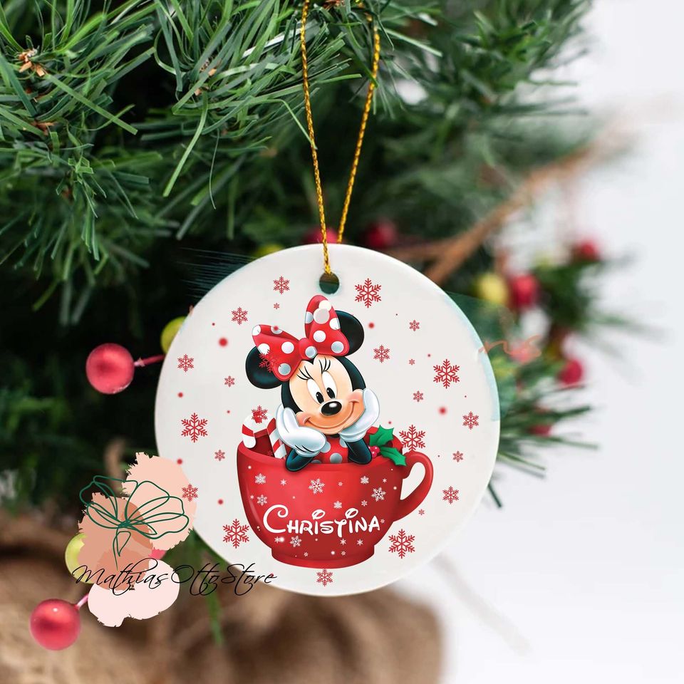 Personalized Minnie Mouse Ornament, Disney Christmas Decor
