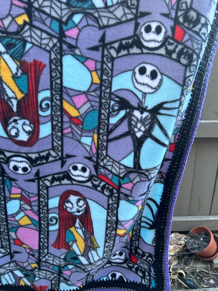 Nightmare Before Christmas Fleece Blanket Showcasing Sally and Jack