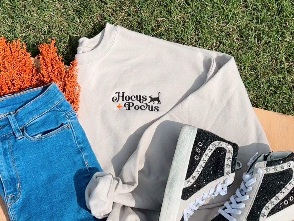 Hocus Pocus Sanderson Sisters Halloween Embroidered Crewneck Sweatshirt