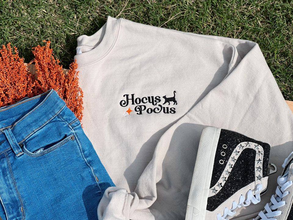 Hocus Pocus Sanderson Sisters Halloween Embroidered Crewneck Sweatshirt