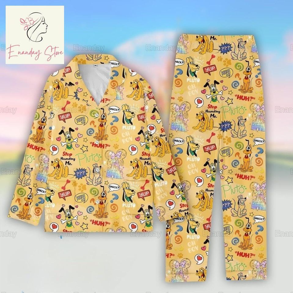 Pluto Pajamas Set, Pluto Holiday Pajamas, Pluto Pajamas Pants, Disney Pluto Pajamas