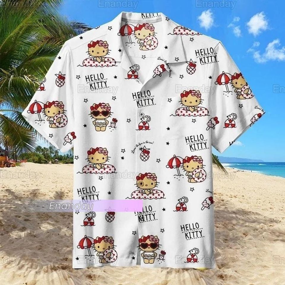Hello Kitty Hawaiian Shirt, Hello Kitty Hawaii Shirt, Hello Kitty Button Shirt