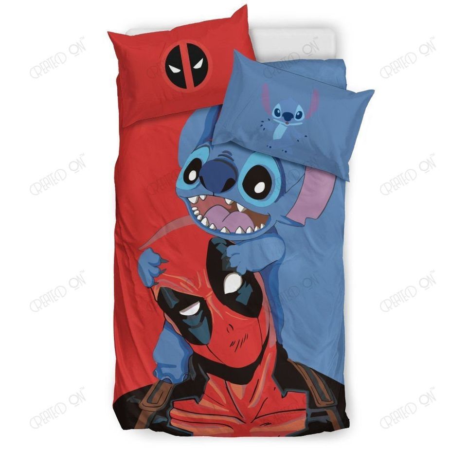 Stitch & Deadpool Disney Bedding Set, Duvet Cover, Home Decoration