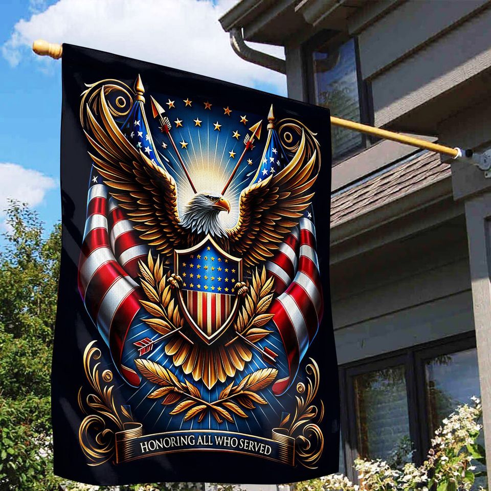 Patriotic Flag, Memorial Day Flag Decor, Veteran House Flag