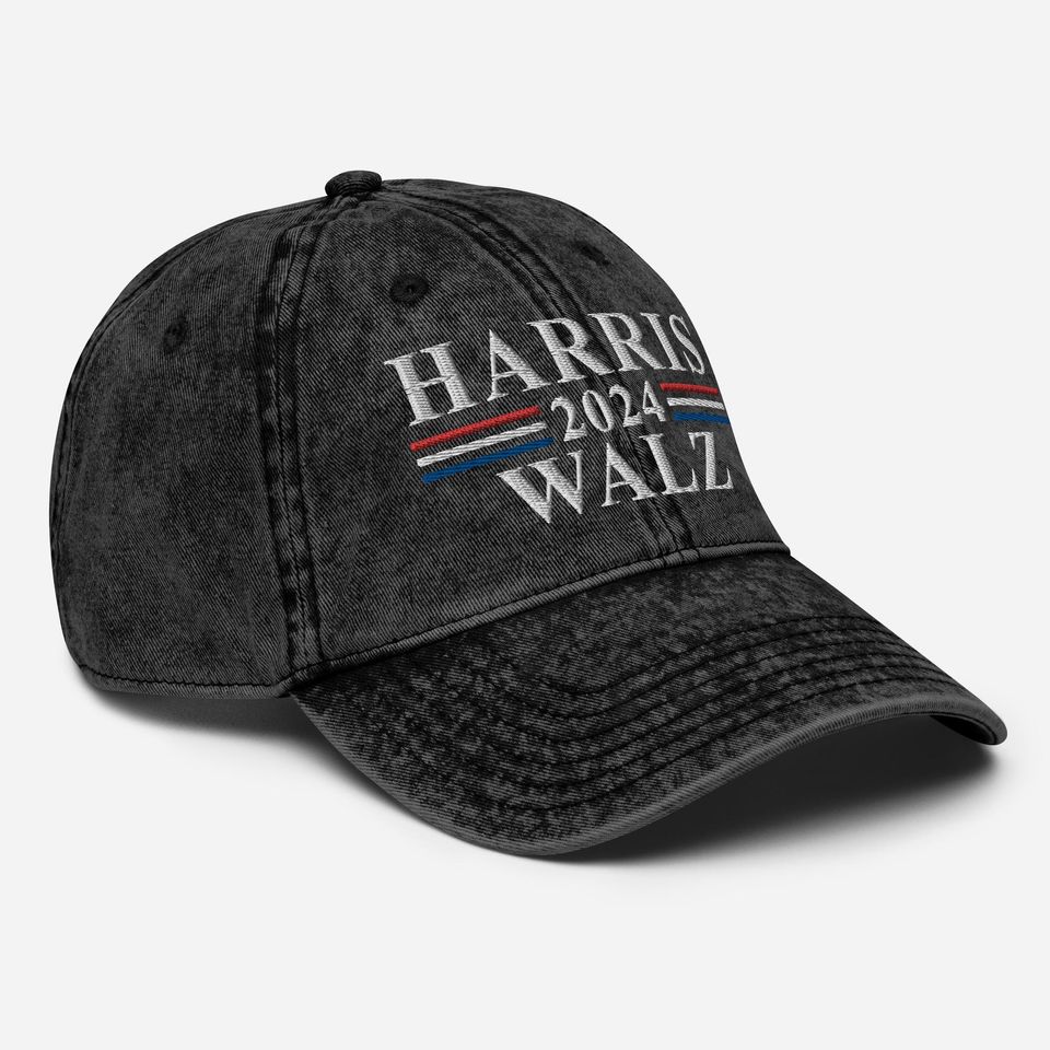 Kamala Harris Tim Walz Vintage Cotton Twill Cap, Tim Walz VP 2024 Twill Cap 4