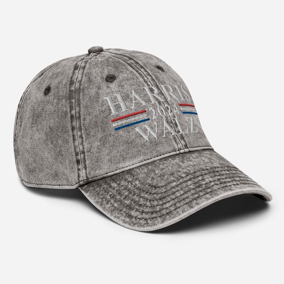 Kamala Harris Tim Walz Vintage Cotton Twill Cap, Tim Walz VP 2024 Twill Cap 4